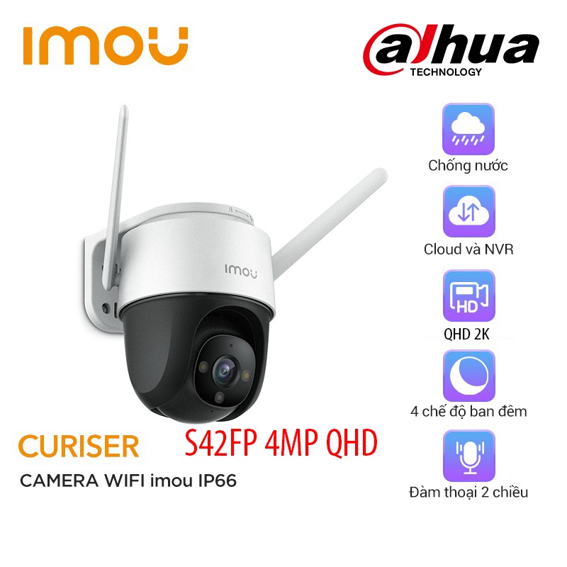 Camera wifi PTZ xoay 360 IMOU Cruiser IPC-S42FP 4MP QHD 2K - Bốn chế độ nhìn ban đêm full color bảo hành chính hãng