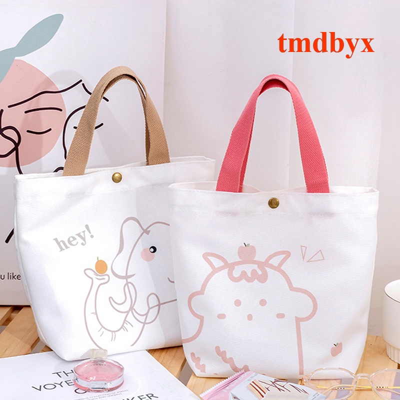 Túi vải Mini In Họa Tiết Hoạt Hình Dễ Thương Phong Cách Hàn Quốc Có Thể Tái Sử Dụng Cho Nữ