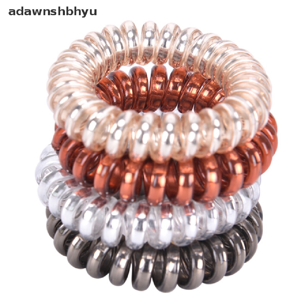 [adawnshbhyu] 1PC/5PCS Rubber Telephone Wire Hair Ties Spiral Hair Head Elastic Bands  .