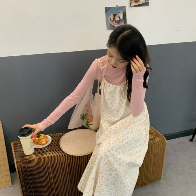 Order taobao_Set váy hoa 2 dây+ áo thun.