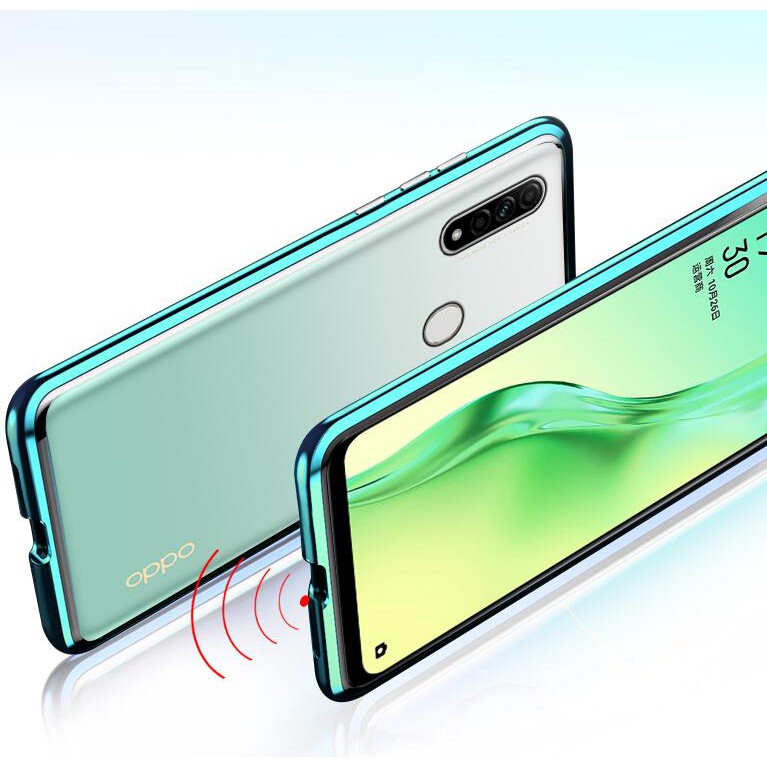 Ốp điện thoại kính cường lực cứng hai mặt viền kim loại nam châm cho OPPO A31