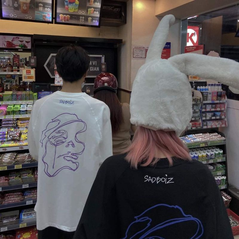 Áo tay dài SADBOIZ Story White/Black (mua 2 sản phẩm kèm tote) | BigBuy360 - bigbuy360.vn