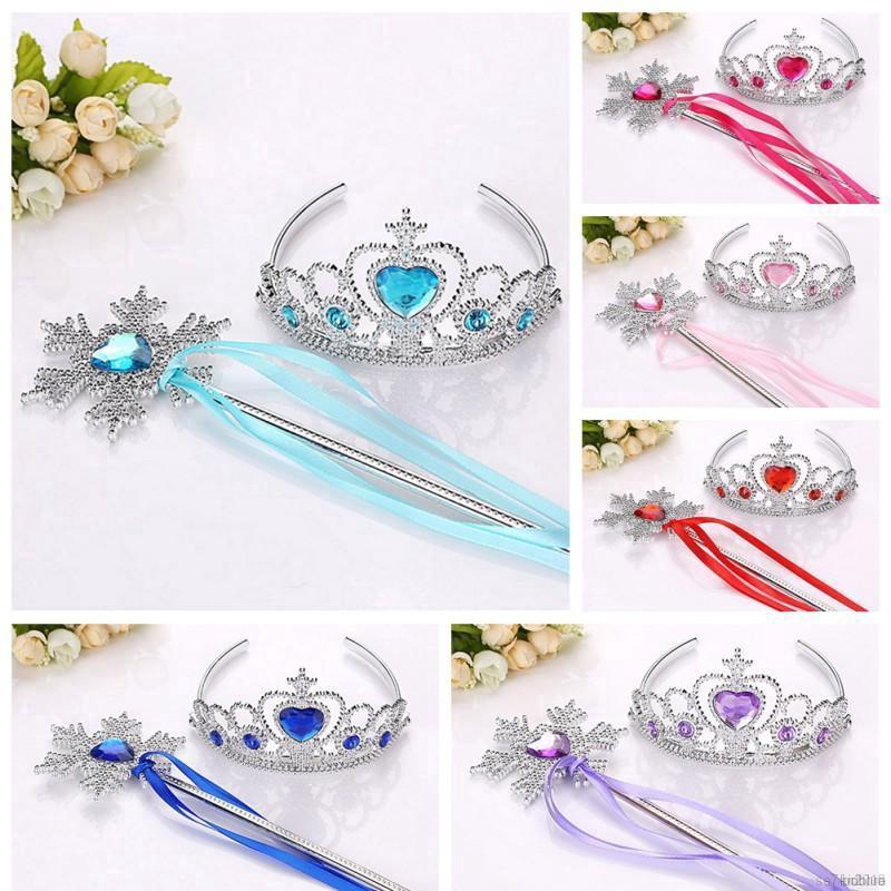 Set vương miện công chúa băng giá + gậy phép thuật dành cho bé gái
