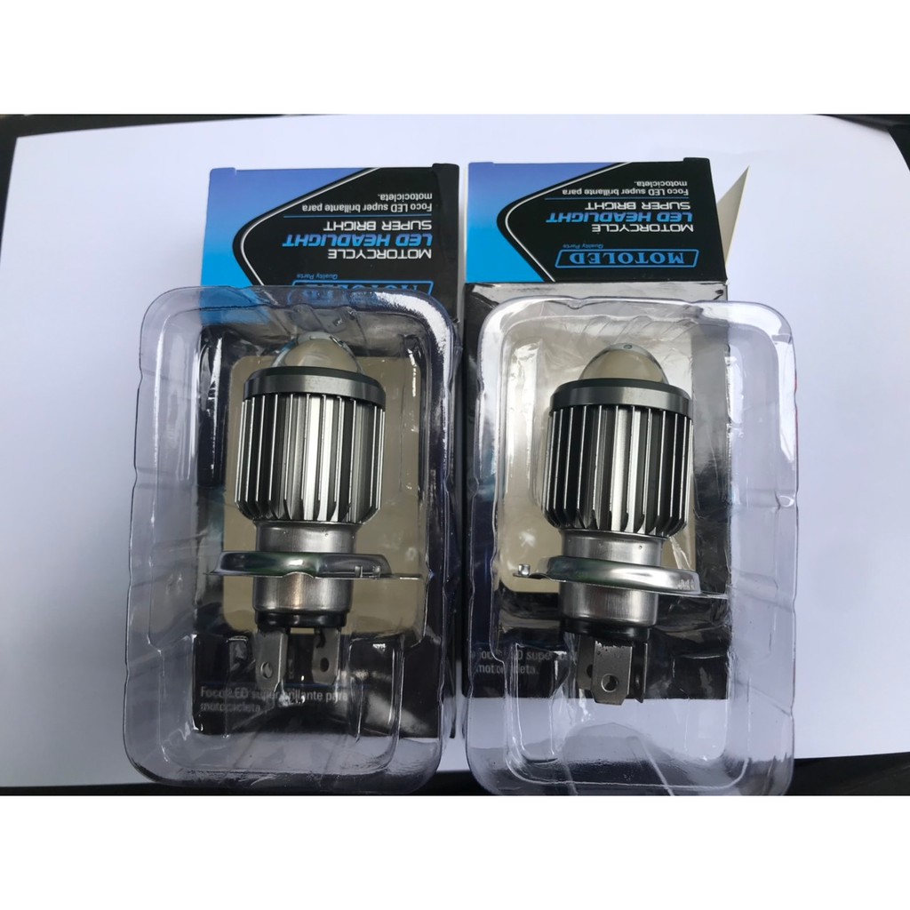 (Freeship) Giá 1 bóng_Đèn Led pha H4 gương cầu Mini Cos Vàng Pha Trắng Công suất 12W