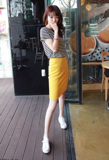 [ Mã WASTRUN4 giảm 10% tối đa 30K đơn 99K] M49- Chân váy bút chì màu vàng mù tạt xẻ đùi thanh lịch | BigBuy360 - bigbuy360.vn