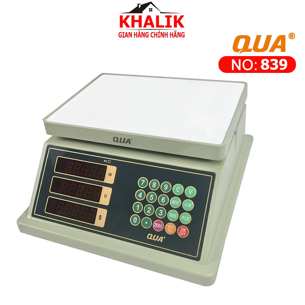 Cân điện tử tính tiền 30kg 2 mặt KHALIK QUA 839 Loại Chống Nước 100% chuyên dùng bán hàng siêu thị