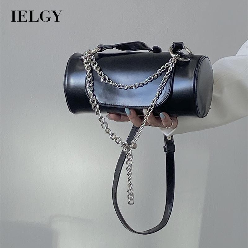 Túi đeo vai IELGY hình trụ phối dây xích thời trang cho nữ