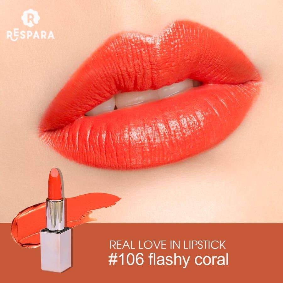 Son lỳ Hàn Quốc màu cam san hô #106 Respara Real Love In Lipstick
