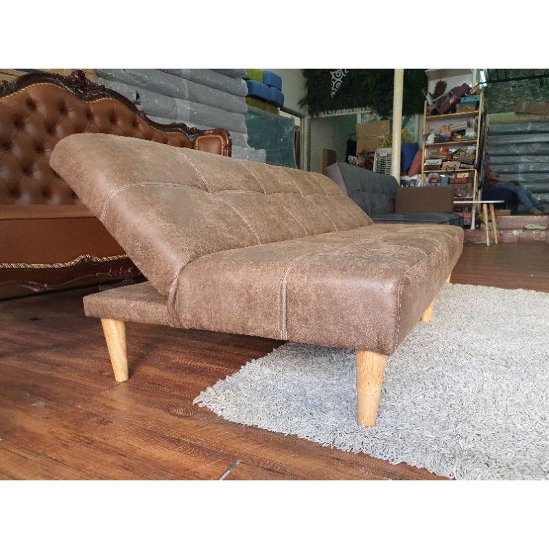 Sofa giường bọc da simili màu nâu da bò - Dài 1m8 - 6 chân