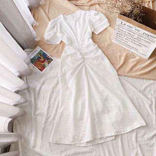 Váy Dự Tiệc Váy Thiết Kế Nhún Eo Chất Linen Mịn Đẹp Hanaki HNK1003 | BigBuy360 - bigbuy360.vn