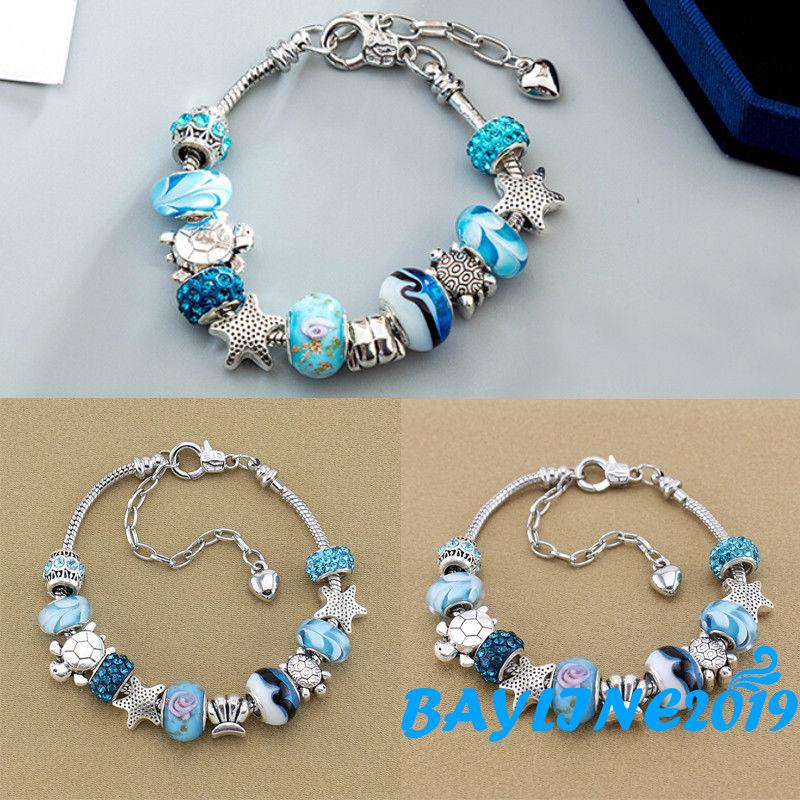 Vòng tay mạ bạc đính đá trái tim thời trang cho nữ