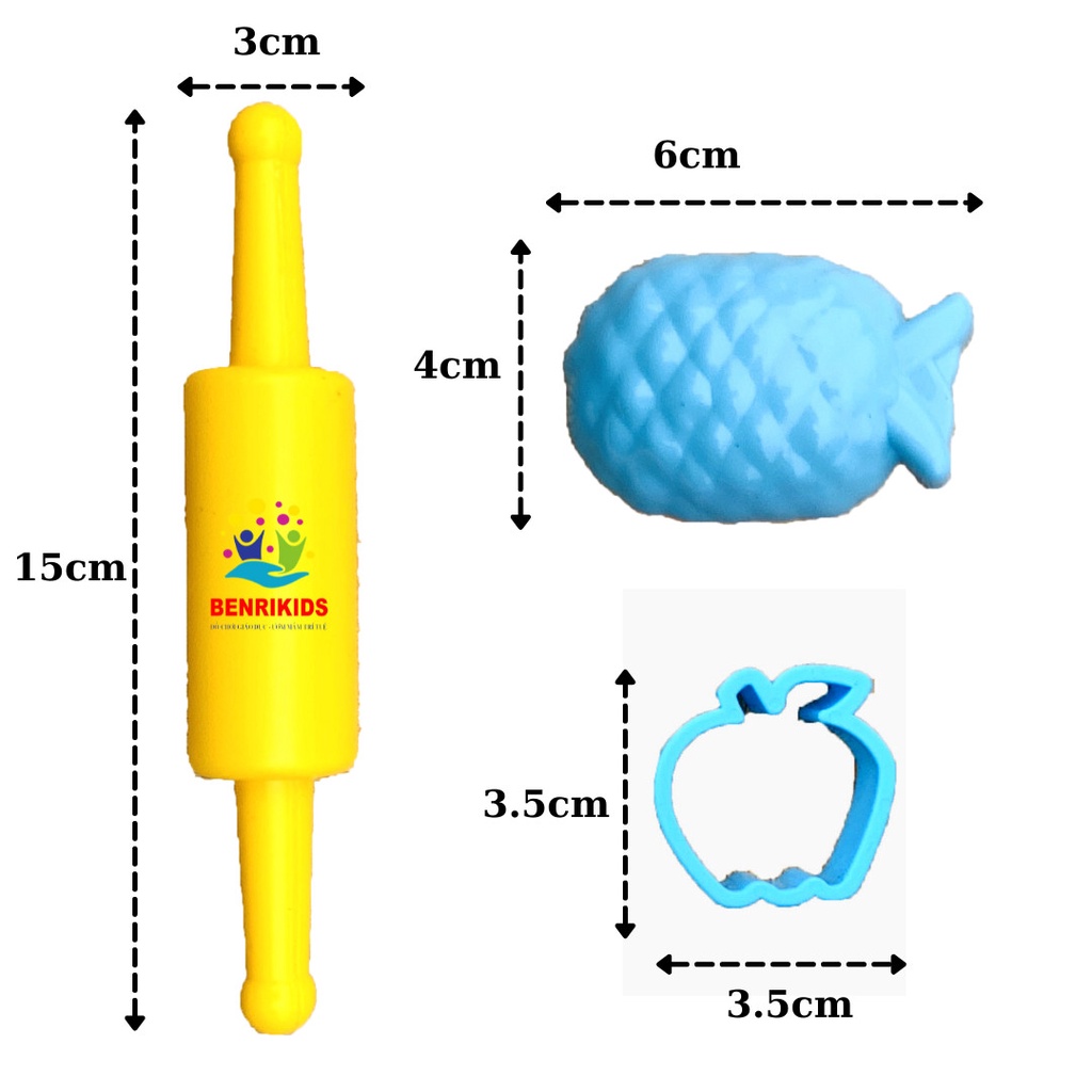 Đồ Chơi Khuôn Đất Nặn, Set 8 Khuôn Kèm Cán Lăn Bằng Nhựa An Toàn Cho Bé Khi Chơi
