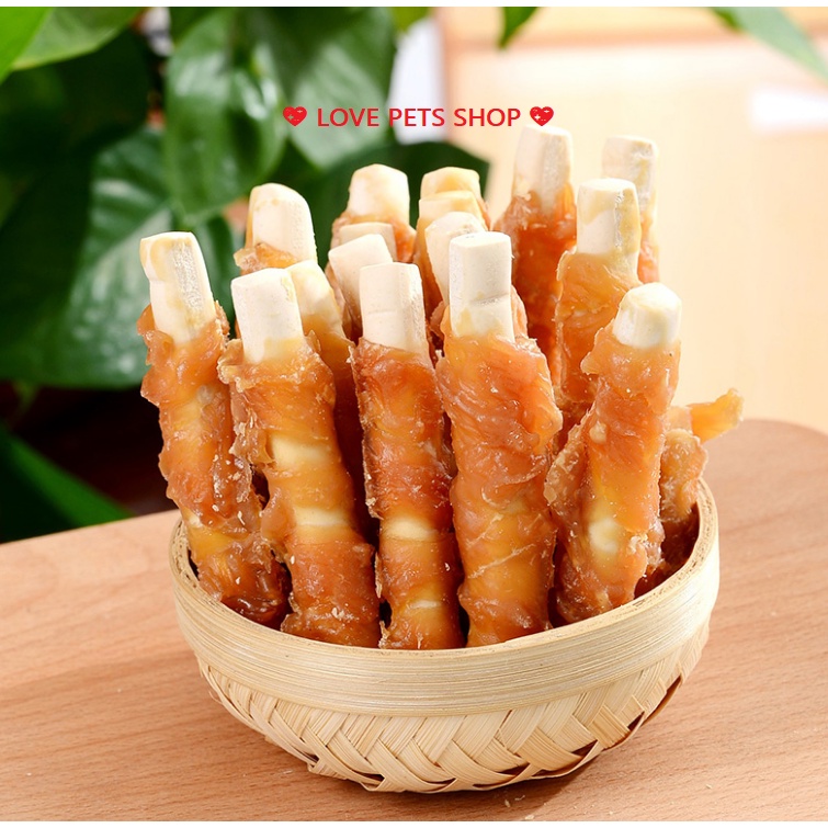XƯƠNG GẶM CHO CHÓ VỊ SỮA BỌC THỊT GÀ GÓI 400 GRAM  -  LOVE PETS SHOP