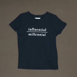 Áo thun slogan đen Pull&Bear size S