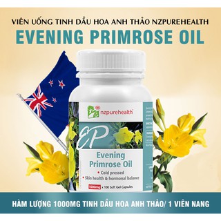 (chính hãng) Viên uống tinh dầu hoa anh thảo Evening Primrose Oil Nzpurehealth 100V, hỗ trợ nội tiết tố nữ Xtend Life