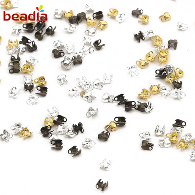 BEADIA Đầu Móc Nối Dây Chuyền Đính Hạt Tròn Màu Vàng/Bạc Dùng Làm Trang Sức