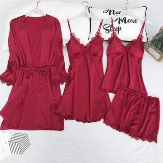 Set Áo Khoác 3 Món AMAKA Lụa Satin Cao Cấp AAK01AD01AS01