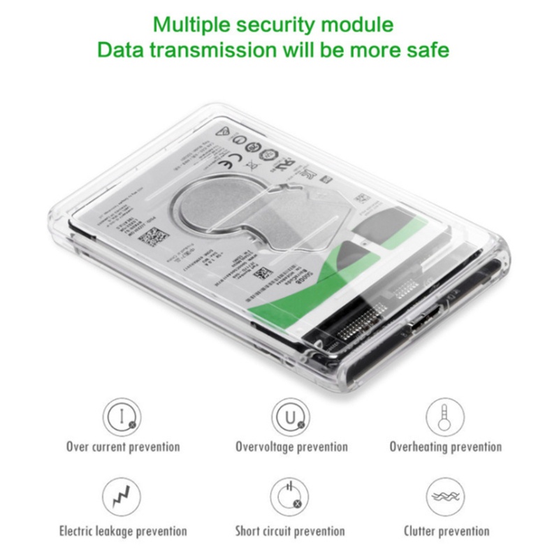 Hộp Đựng Ổ Cứng Ngoài HDD Trong Suốt 2 Cổng Usb 3.0 2.5 ''