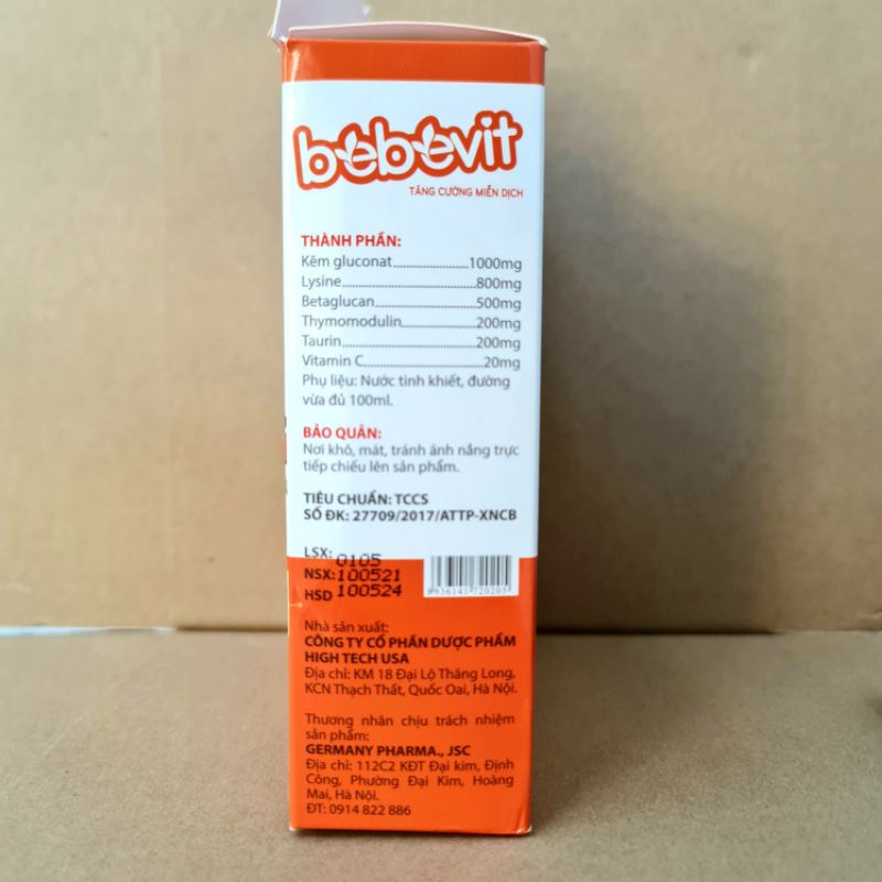 Bebevit tăng cường miễn dịch nâng cao sức đề kháng cơ thể tăng cường chuyển hóa và hấp thụ chất dinh dưỡng
