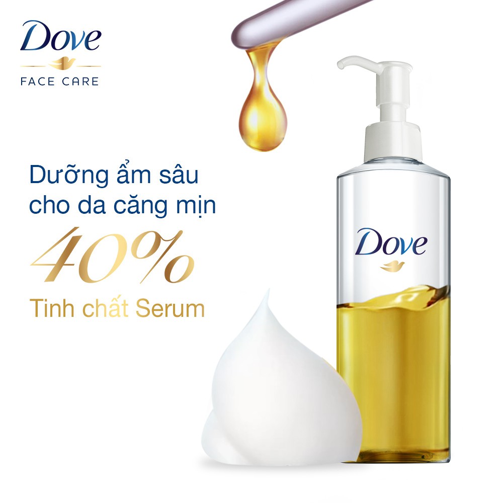 Nước tẩy trang Dove serum không cồn sạch sâu tốt cho da khô &amp; da thường, làm sạch lớp trang điểm nhẹ 235ml