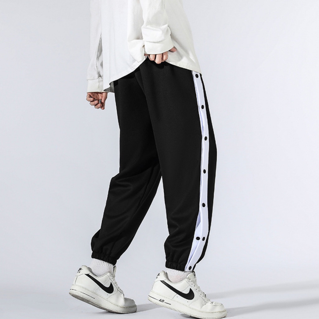 Quần Dài Buttons Pants, Quần Dáng Rộng Unisex Ống Xuông Cạp Chun Phối Cúc Bấm