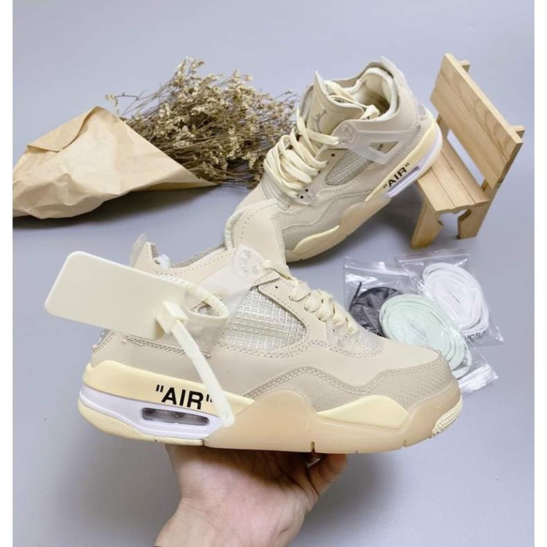 Giày Air Jordan 4 Retro off white, Giày Sneaker JD4 màu kem siêu hot mới nhất [Tặng 3 dây] -Tình Sneaker | BigBuy360 - bigbuy360.vn
