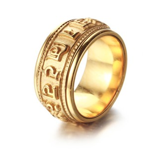 Nhẫn Xoay Bản To Khắc Om Mani Padme Hum Titan Không Đen TT 1832
