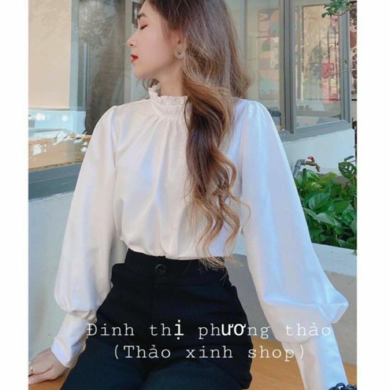 Áo sơmi trắng tiểu thư viền bèo