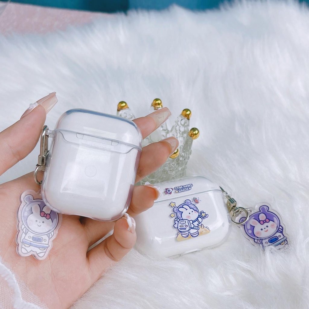 Vỏ Bảo Vệ Hộp Sạc Tai Nghe Bluetooth AirPods 1/2/3/Pro 2021 inPods i12 Bằng Tpu Trong Suốt In Hình Gấu Thỏ Dễ Thương
