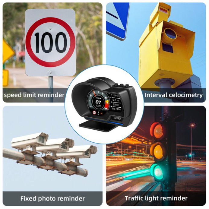 Sản Phẩm Bộ HUD hiển thị tốc độ và cảnh báo giao thông trên kính lái xe ô tô, thương hiệu Wiiyii P6