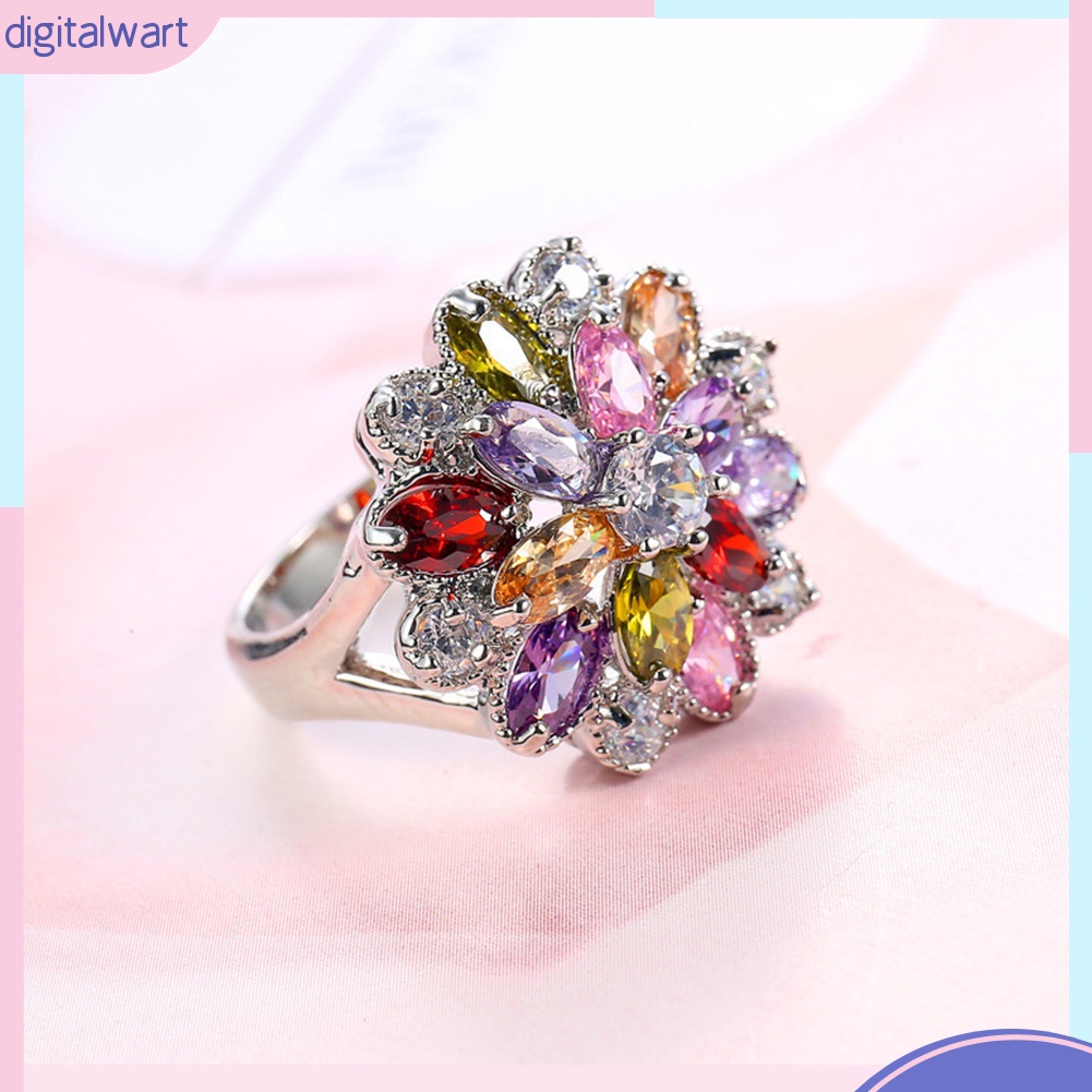 Nhẫn nữ đính đá nhiều màu sắc tinh tế thời trang