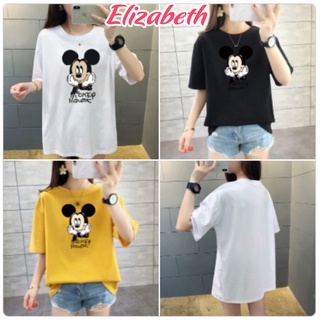 Áo thun nam nữ form rộng tay lỡ, áo phông unisex Elizabeth, chất liệu thun cotton in hình Chuột Mickey