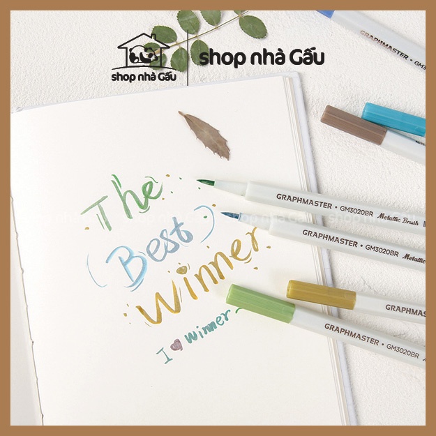 Bút lông brush pen màu nhũ viết caligraphy trang trí sổ bullet journals - Shop Nhà Gấu