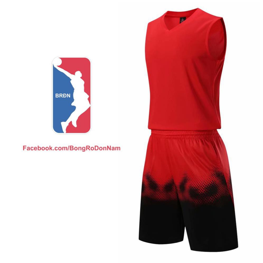 Bộ quần áo bóng rổ trơn màu đỏ - Bộ quần áo bóng rổ để in áo đội- Quần áo bóng rổ không logo - Mẫu 2021  ྇
