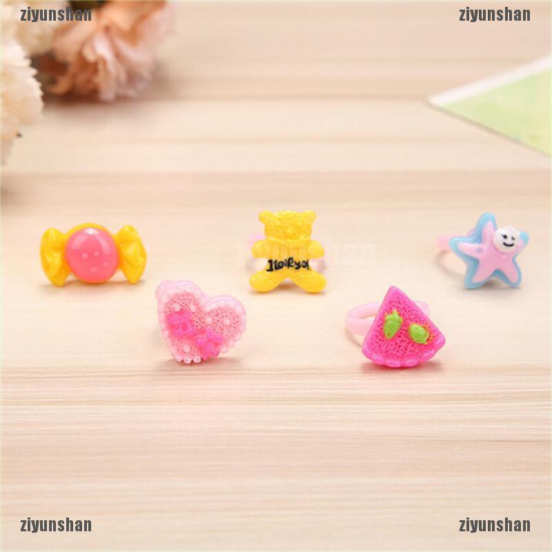 Set 10 Nhẫn Nhựa Hoạt Hình Dễ Thương Cho Bé