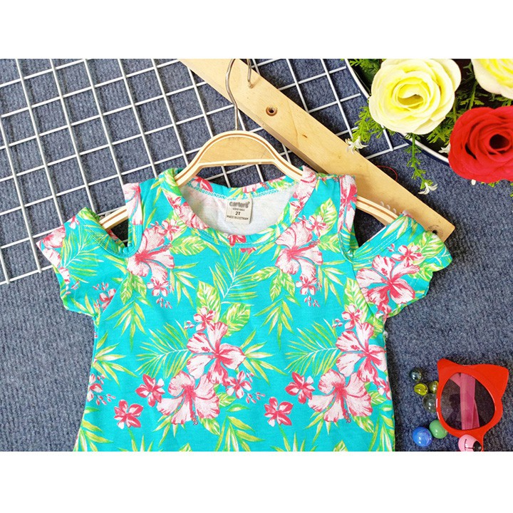 Đầm rớt vai đuôi cá chất cotton giấy cho bé gái 10-12kg - Ninedra
