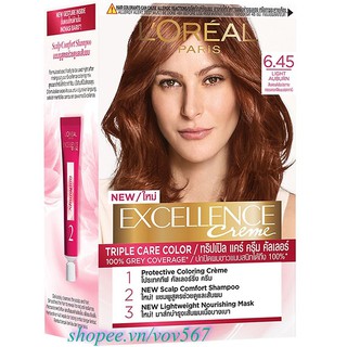 Thuốc nhuộm tóc #6.45 Loreal Excellence Creme (Nâu Ánh Đỏ) 100% chính hãng, vov567 cung cấp & bảo trợ.