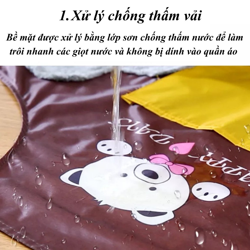 Tạp dề Gấu chống thấm, dầu ăn có khăn lau tay kèm túi đựng điện thoại tiện lợi TIME HOME