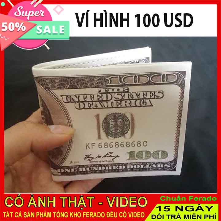 Ví nam in hình tiền 100 USD