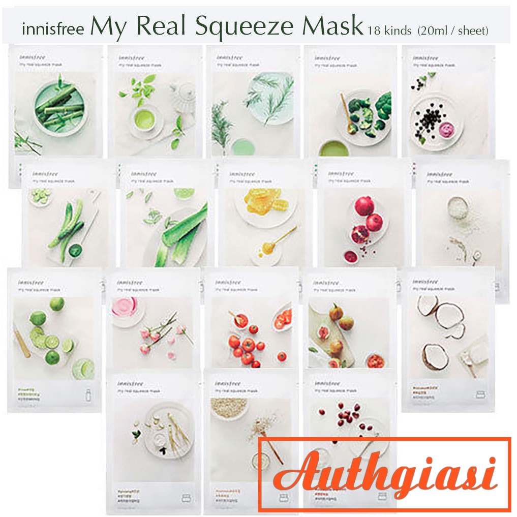 Combo 3-10 mặt nạ Innisfree Mặt nạ It's Real Squeeze Mask 20ml | Thế Giới Skin Care