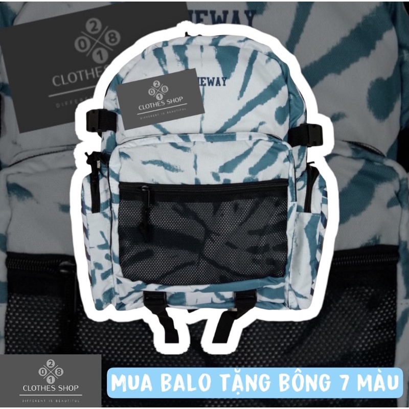 Balo 5Theway Blue Tie Dye Backpack 2810 Clothes Shop Balo Đi Học 5Theway Xanh Loang Phản Quang Ulzzang Unisex