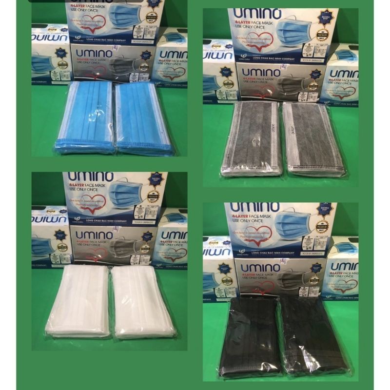 (Chuẩn) Hộp khẩu trang y tế kháng khuẩn Umino 4 lớp đủ màu