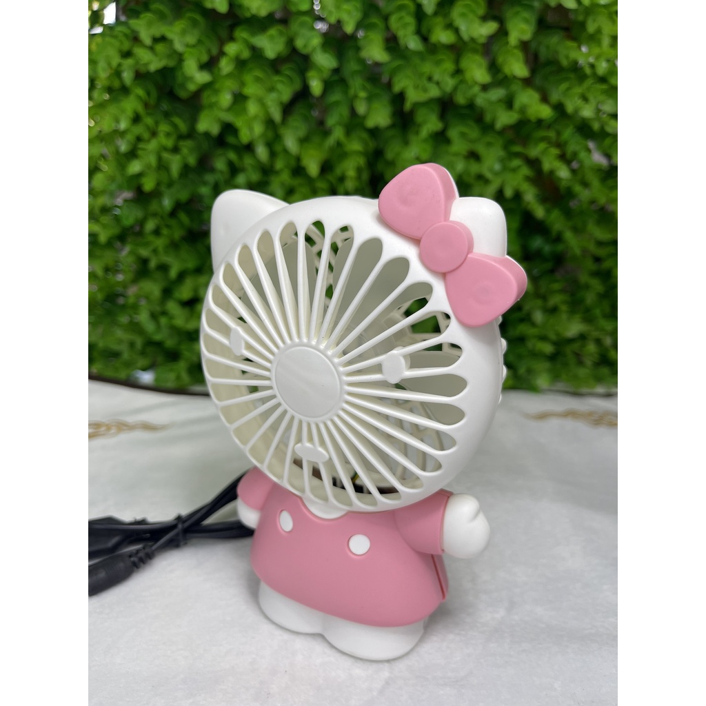 Quạt Mini Usb Tích Điện Cầm Tay Có Đèn Sáng Hình Mèo Kity, Quạt Để Bàn Tiện Dụng Cầm Đi Mọi Nơi, Thiết Kế Đáng yêu.
