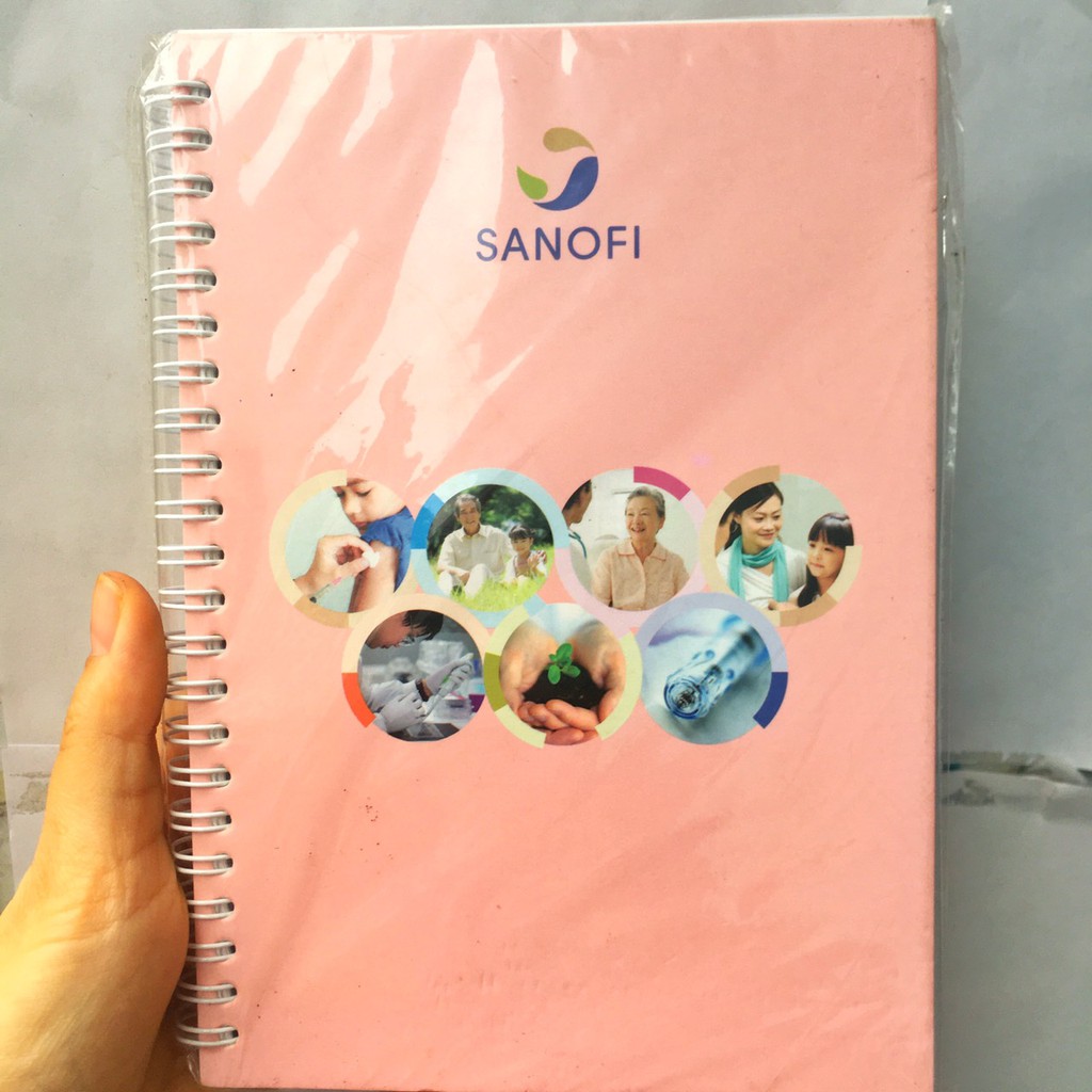 Sổ tay quà tặng Sanofi, Sổ Gáy Xoắn  khổ A5 160 Trang Giấy Chất lượng cao