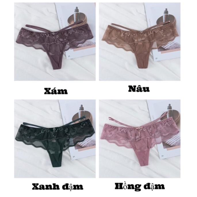 Quần Lót Nữ Softie ❤️Quần Lọt Khe Ren Sexy Phối Họa Tiết 2 Dây Hông Gợi Cảm Quyến Rũ 8038