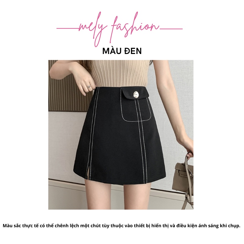 Chân váy ngắn chữ A chỉ nổi đơn giản đẹp sang trọng vô cùng tôn dáng Mely's Fashion CV09