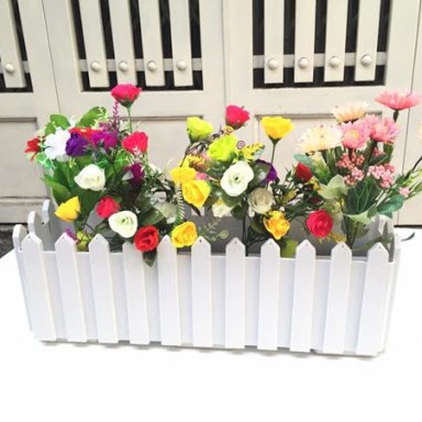 Chậu Vuông/dài Hàng Rào Đa Năng - Chậu Trồng Cây Sân Thượng + Đế Lót giữ nước - Long Square Plastic Pots Fence(58*20*18)