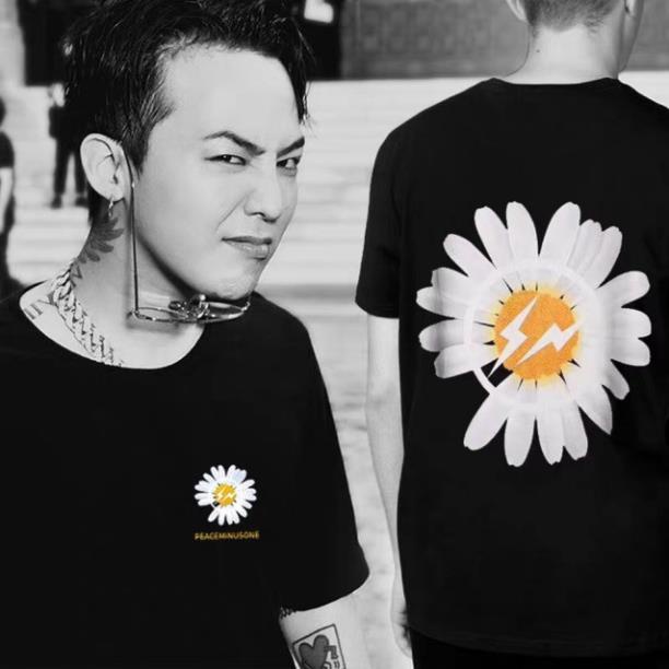Áo thun ngắn tay hoa cúc PEACEMINUSONE GDragon - Áo thun unisex tay ngắn form rộng vải cotton thoáng