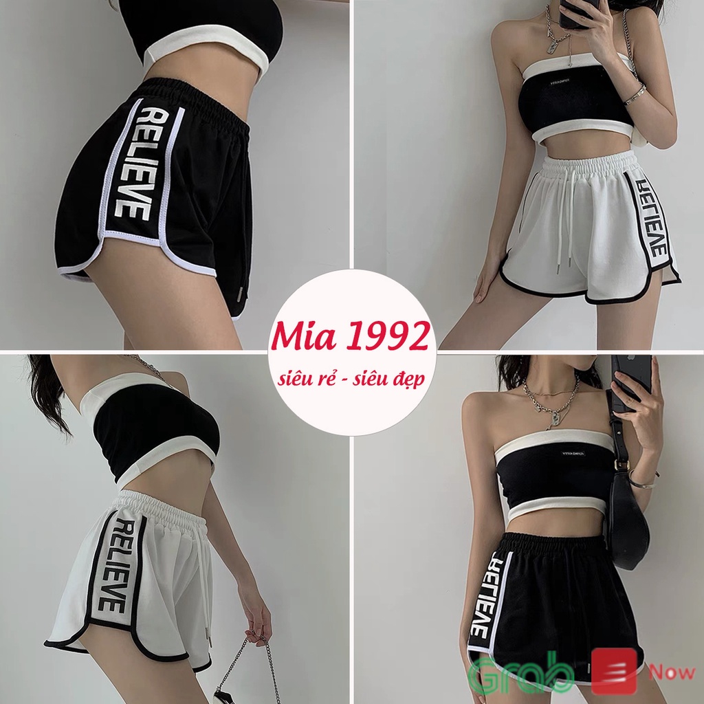 Quần đùi nữ MIA 1992 cao cấp - Quần short nữ Umi da cá cạp chun lưng cao viền chữ bắt mắt