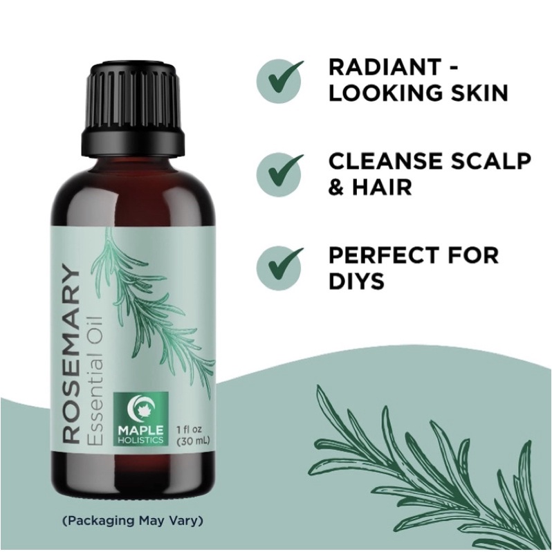 Tinh dầu hương thảo tự nhiên 100% Pure Rosemary Essential Oil for Aromatherapy Maple Holistics 30ml USA